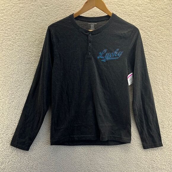 Lucky Brand Pajama‎ Shirt Mens Size Small Grey Long Sleeve Top - Picture 1 of 7